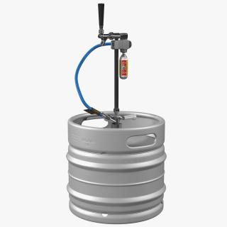 3D model Steel Beer Keg 30L with Leland CO2 Picnic Tap
