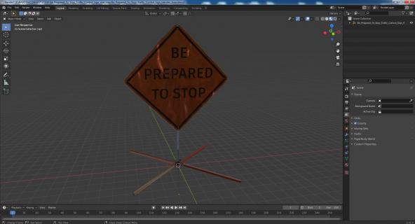 3D model Be Prepared To Stop Traffic Control Sign