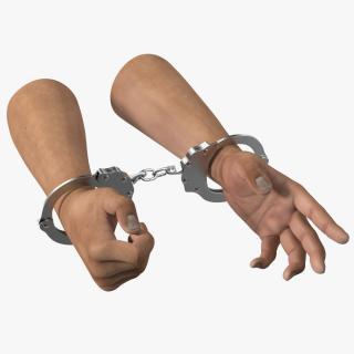3D Man Hands with Short Chain Handcuffs