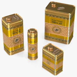 3D Olive Oil Tin Can Set