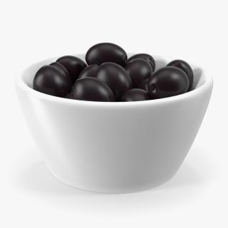 3D Bowl of Fresh Black Olives
