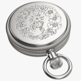 Silver Tiffany Pocket Watch Closed 3D model