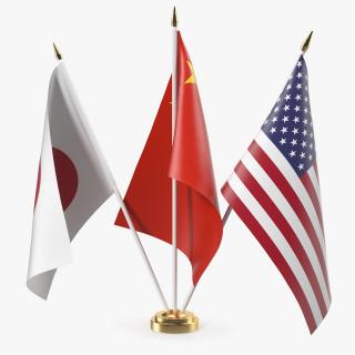 Table Flags USA China Japan 3D