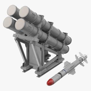 3D MK 141 Launching System RGM With Harpoon Anti Ship Missile model