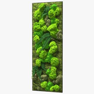 Green Moss Wall with Preserved Plants 3D