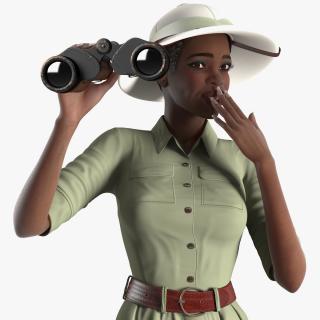Dark Skin Black Woman Explorer Rigged 3D