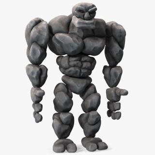 3D Character Stone Golem Cartoon Gray Rigged