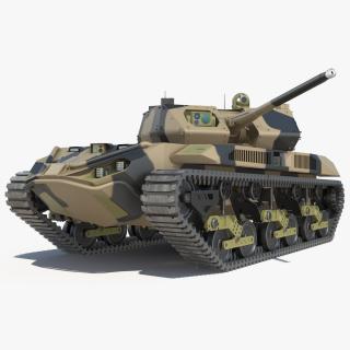 Robotic Electric Tank Camo Rigged for Cinema 4D 3D