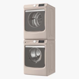 3D Beige Washer and Dryer Set