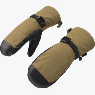 3D Insulated Mens Ski and Snowboard Mittens Beige