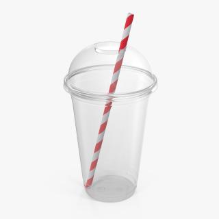 3D Empty Plastic Cup with Straw model