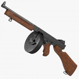 3D model Thompson 1928A1 with Round Drum Magazine