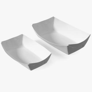 White Paper Rectangular Food Tray Set 3D