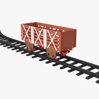 3D Toy Railway Wagon with Rails model
