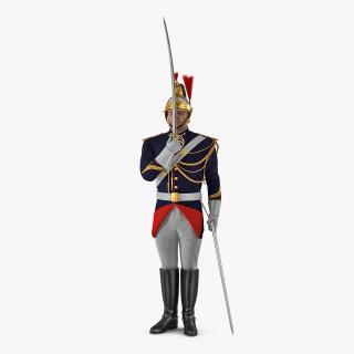 3D French Republican Guard in Traditional Uniform Rigged model