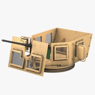 3D Armored Vehicle Tower with Machine Gun model