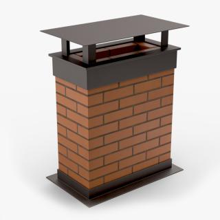 3D model Rectangular Brick Chimney