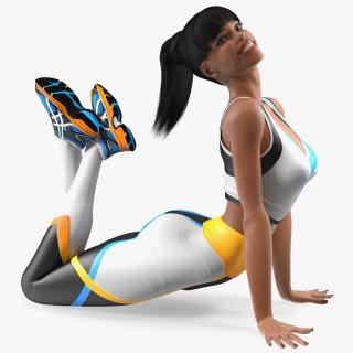 3D model Light Skin Fitness Woman Lying Pose