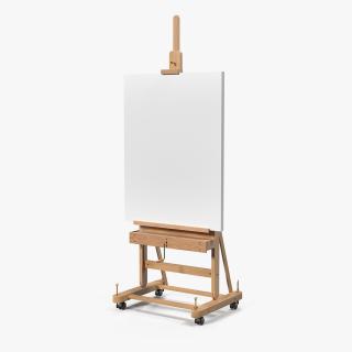 3D model Studio Easel with Clean Canvas