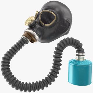 3D Black Rubber Gas Mask with Hose