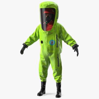 Heavy Duty Chemical Protective Suit Neutral Pose Green 3D model