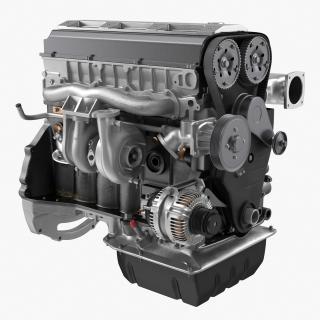 3D Inline 6 Cylinder Car Engine model