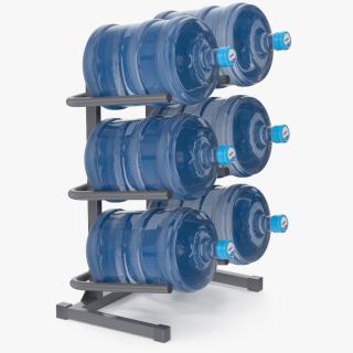 3D model Water Cooler Jug Rack for 6 Bottles Gray