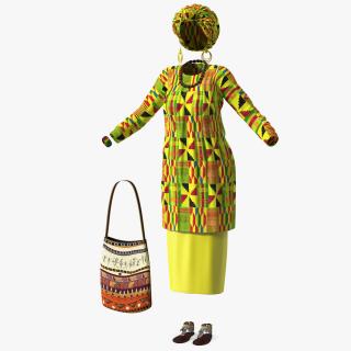 African Women Traditional Clothes Set 3D