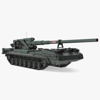 2S7 Pion Self Propelled Heavy Artillery Clean Rigged 3D