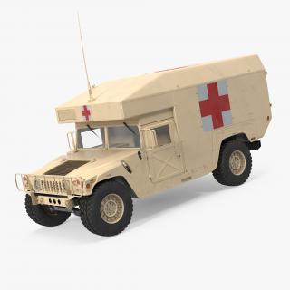 3D Ambulance Car HMMWV m997 Desert