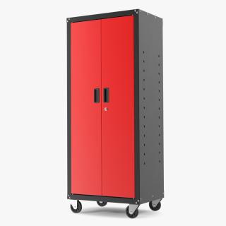 Wheeled Freestanding Garage Cabinet Red 3D model