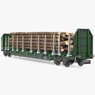 3D Stake Wagon Loaded with Logs model