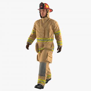 3D Firefighter with Fully Protective Suit Walking
