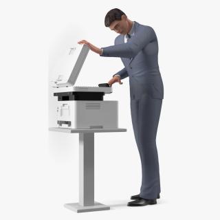 3D model Multifunction Laser Printer with Business Man