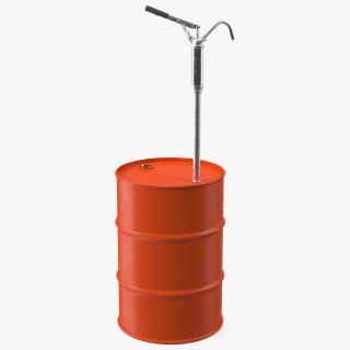 3D Lever Hand Pump with Oil Barrel Rigged model