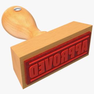 3D Rubber Stamp with Wood Handle Approved model