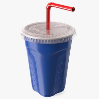 3D Solo Squared Plastic Cup with Lid and Straw Blue model