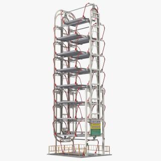 3D model 16 Car Parking Lift Rotary System Rigged
