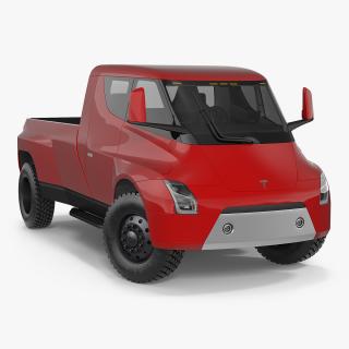 3D Tesla Electric Pickup Concept Rigged