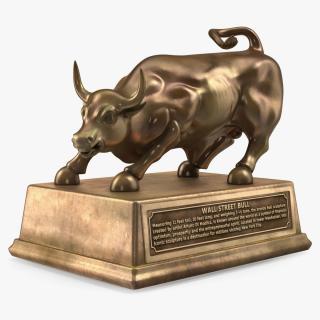 3D Wall Street Bull on Pedestal model