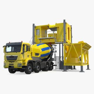 Mobile Mixing Plant with Concrete Mixer 3D model