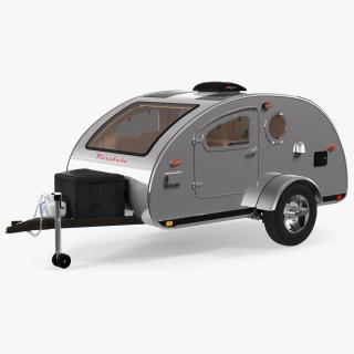 3D model Metallic Vistabule Teardrop Camping Trailer Rigged