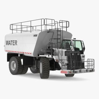 Construction Water Truck White Rigged 3D