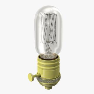 3D Brass Lamp Holder with Light Bulb model