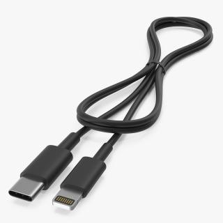 USB Type-C to Lightning Cable Folded Black 3D