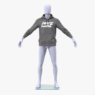 Grey Hoodie Nike Lowered Hood on Mannequin 3D