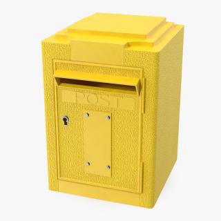3D model Vintage Wall Mounted Yellow Mailbox