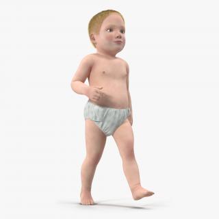 3D model Baby Boy Walking with Fur