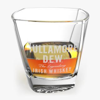 3D Tullamore Dew Rocks Glass With Whiskey model