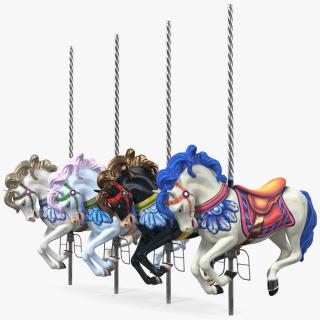 Carousel Galloping Horses Set 3D model